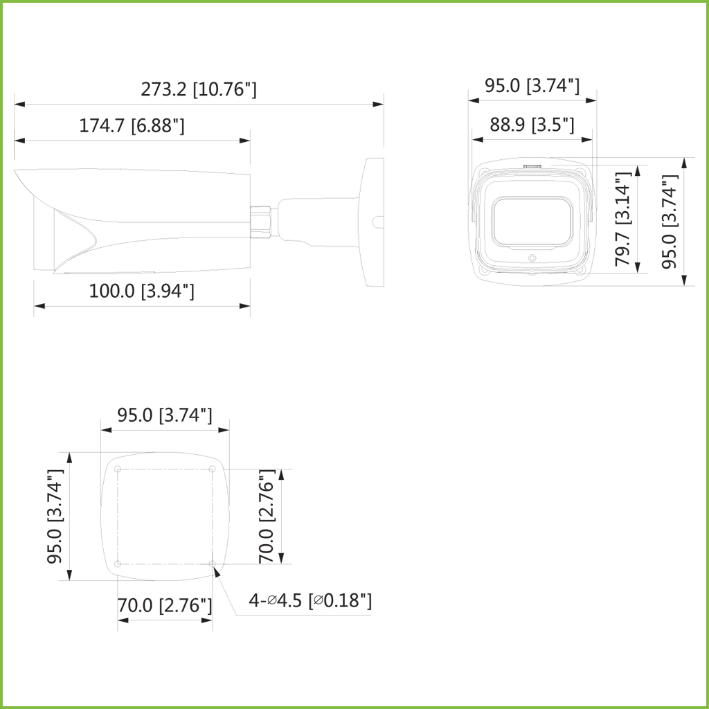 Tubular IP H265 4M DN SMART WDR Starlight+ 3DNR IR50m 2.7-12VFM IK10 IP67 ePoE SD AUDIO E/S