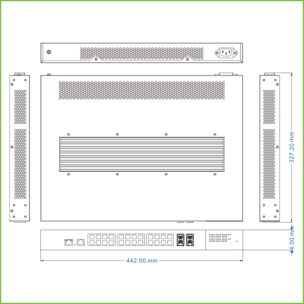 Switch Fast-Ring PoE+ 24 puertos Gigabit + 4 Uplink SFP Gigabit 350W 802.3af/at Manejable Layer 3 - Fan-Less