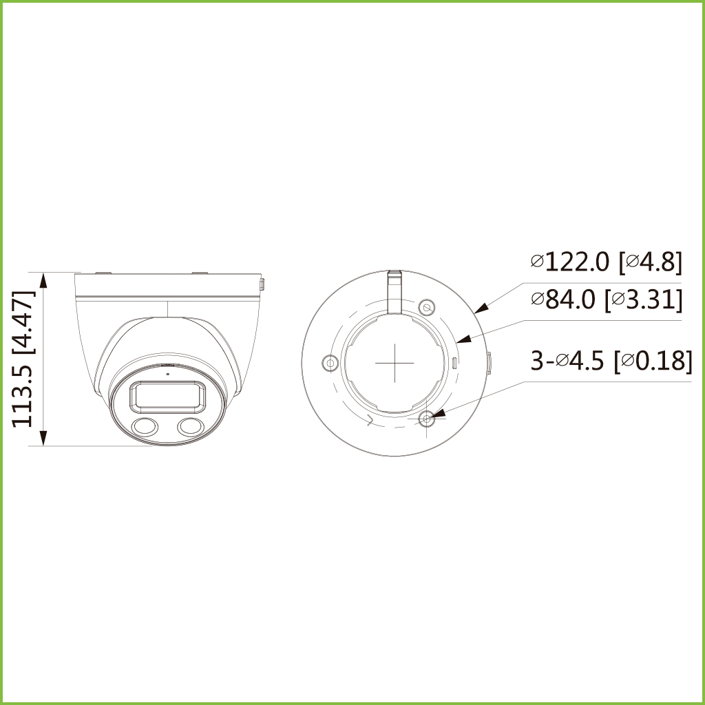 Domo IP H265 AI 5M DN SMART WDR Starlight IR50m + LED LUZ BLANCA 2.8mm IP67 PoE SD AUDIO MIC E/S