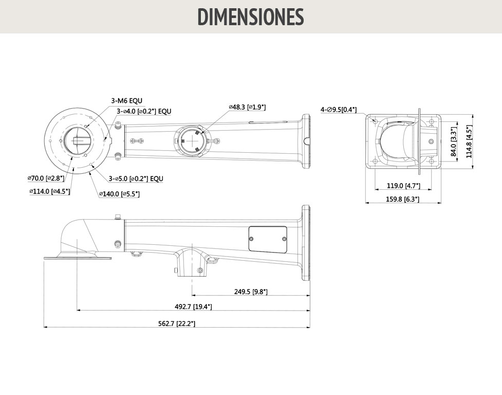 Soporte de pared para combinado de Cámaras xxxx + Speed Dome