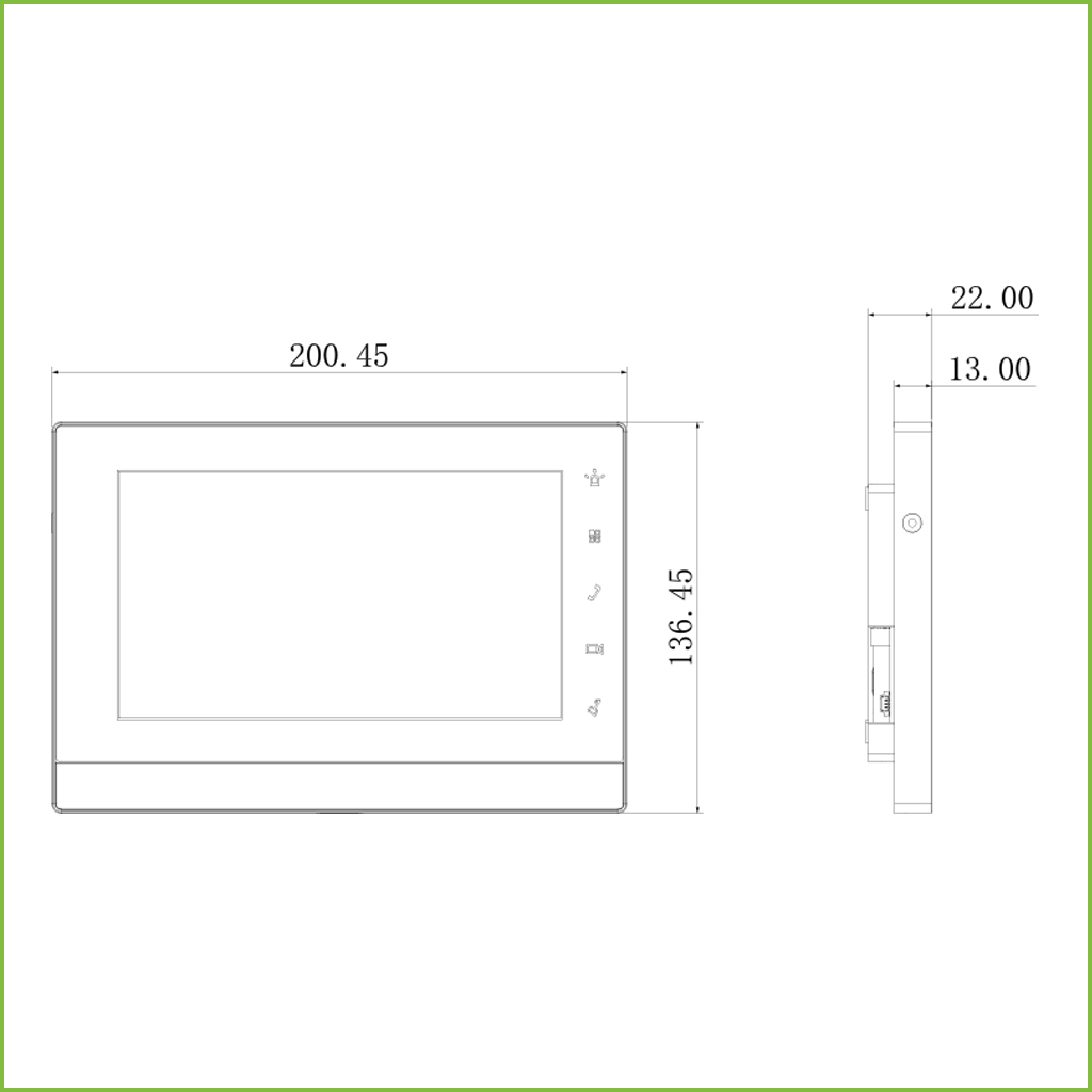 Monitor Interior 7" de Superficie para Videoportero 2-hilos SD 6E 1S Alarma Blanco