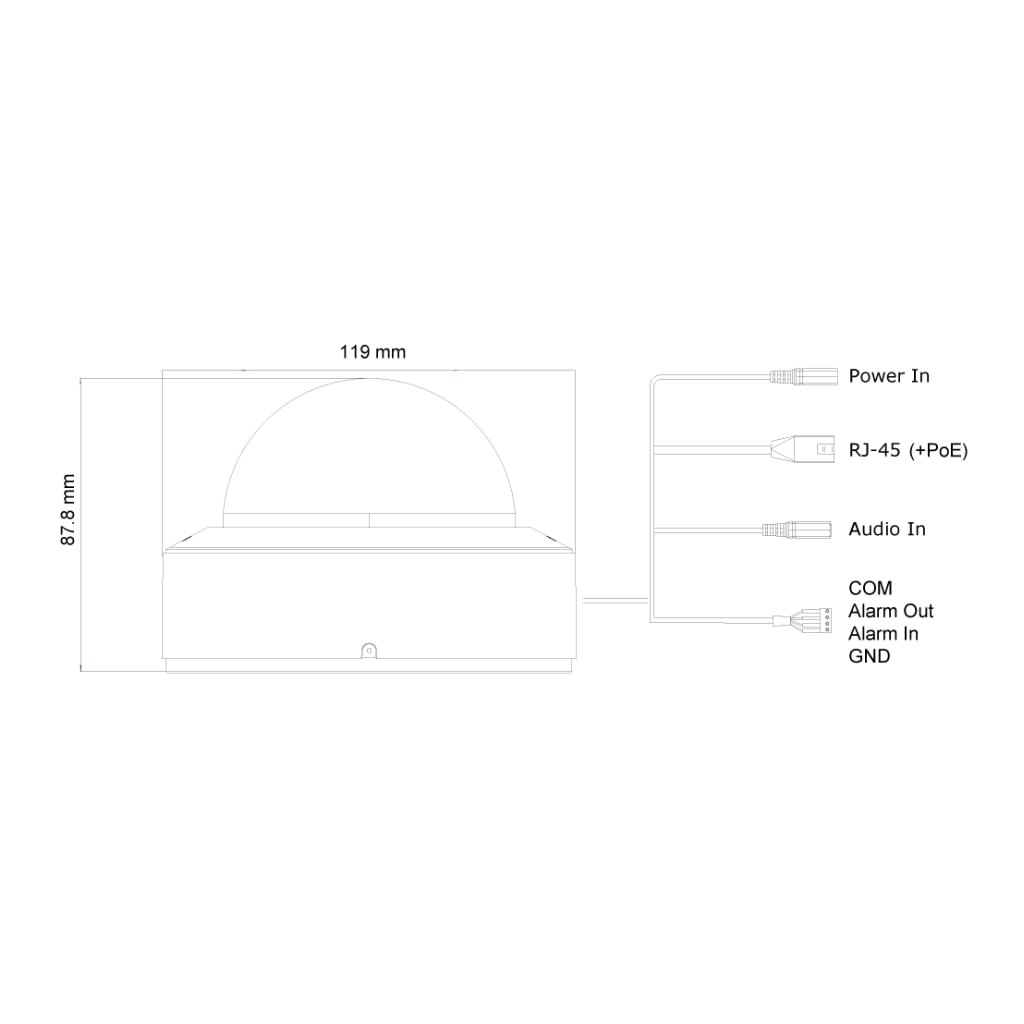 Cámara IP 2MP Domo de lente fija 2.8mm IR20M IK10 DDA Reconocimiento Facial