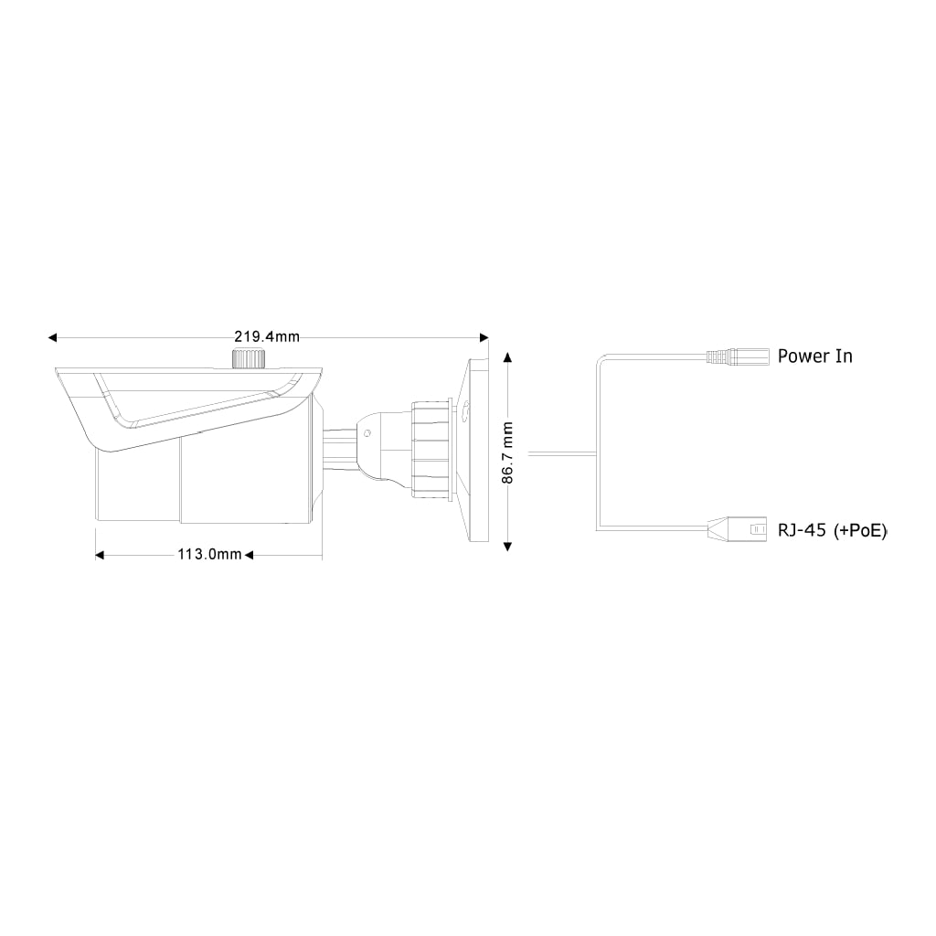 Cámara-H.265 S-Sight Series, Bullet, IR 30M (36 LEDs), lente motorizada de 3.3-12 mm 5MP con PoE