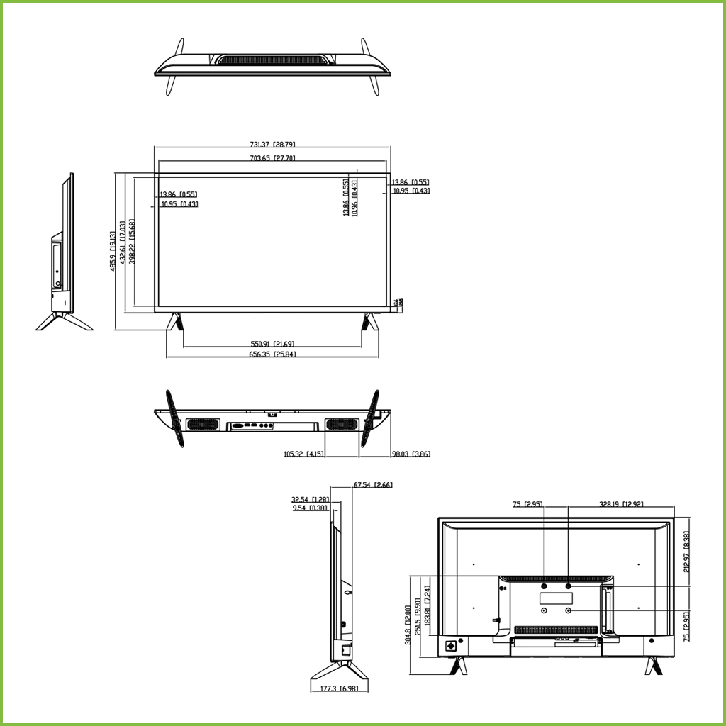 Monitor 32" Dahua para Seguridad 24/7 VGA/HDMI/USB Multimedia 16:9 1080P