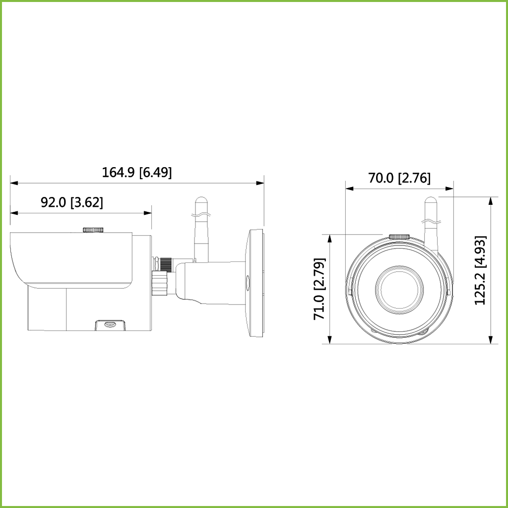 Tubular IP H265 2M DN dWDR 3DNR IR30m 3.6mm IP67 WiFi