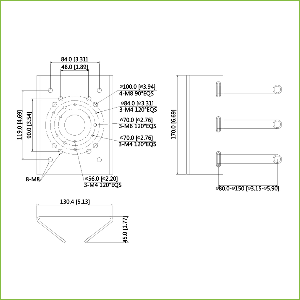 Adaptador a poste para PFBxx-SG PFAxx-SG color gris