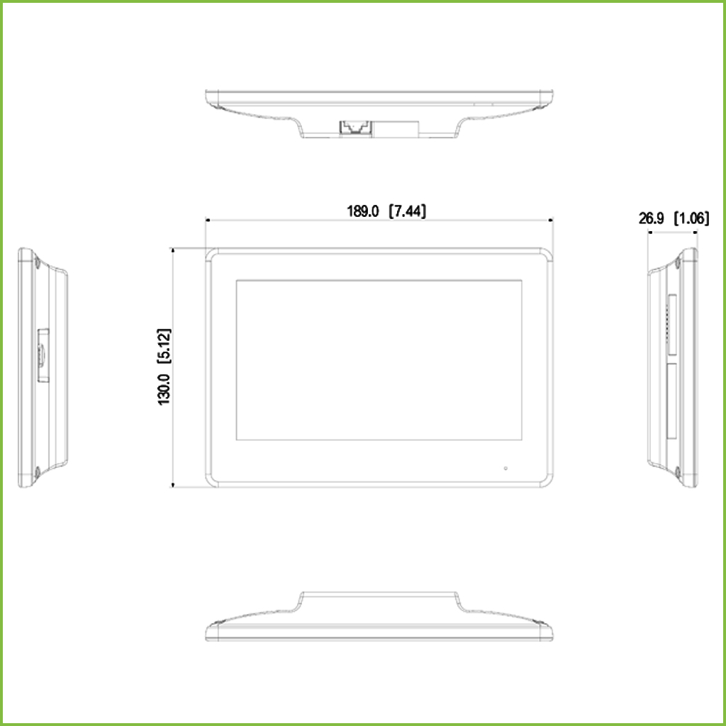 Monitor Interior 7" de Superficie para Videoportero IP Pantalla Táctil PoE SD 6E 1S Alarma Negro