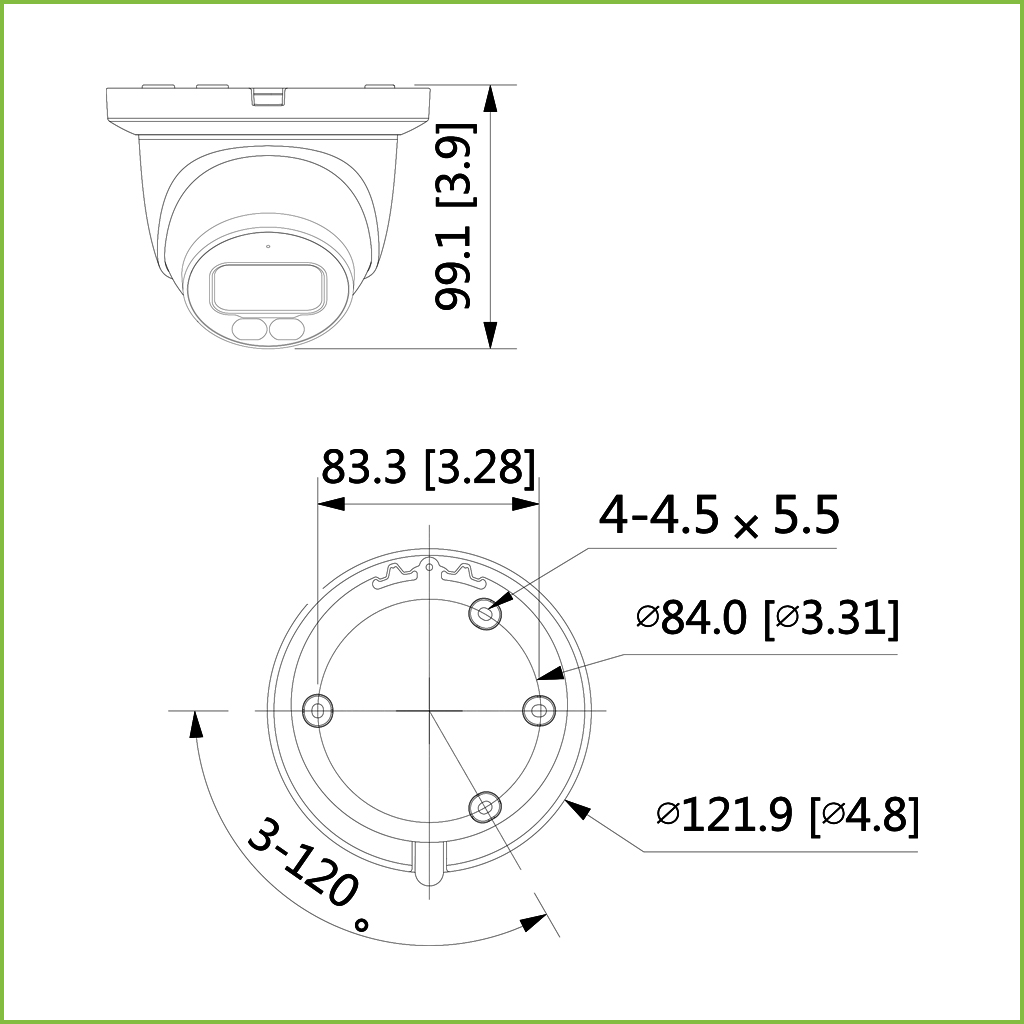 Domo IP H265 AI 5M FULL COLOR WDR IVS SMD LED30m 2.8mm IP67 PoE SD MIC