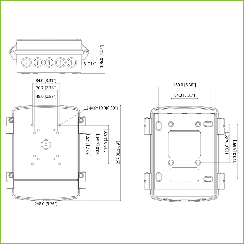 Caja alimentación y conexiones Water-proof IP66 para Domos motorizados