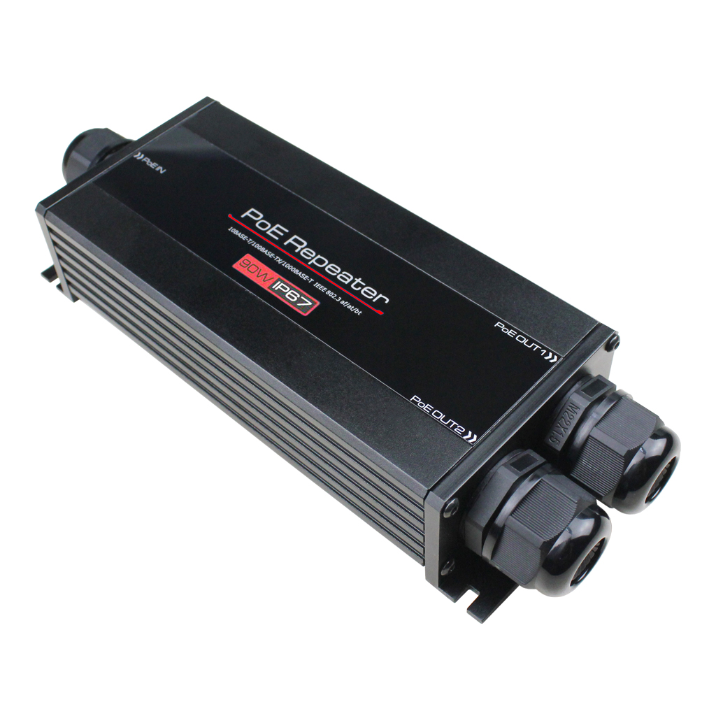 Repetidor industrial BT PoE Entrada hasta 90W 2 Salidas hasta 68.3W@101m Gigabit  IP67