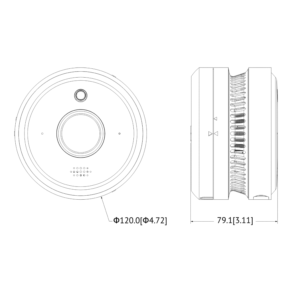 Cámara circular IP 5M DN WDR90dB 3DNR IR20m 2.0mm AUDIO MIC E/S con detección de humo e incendio AI