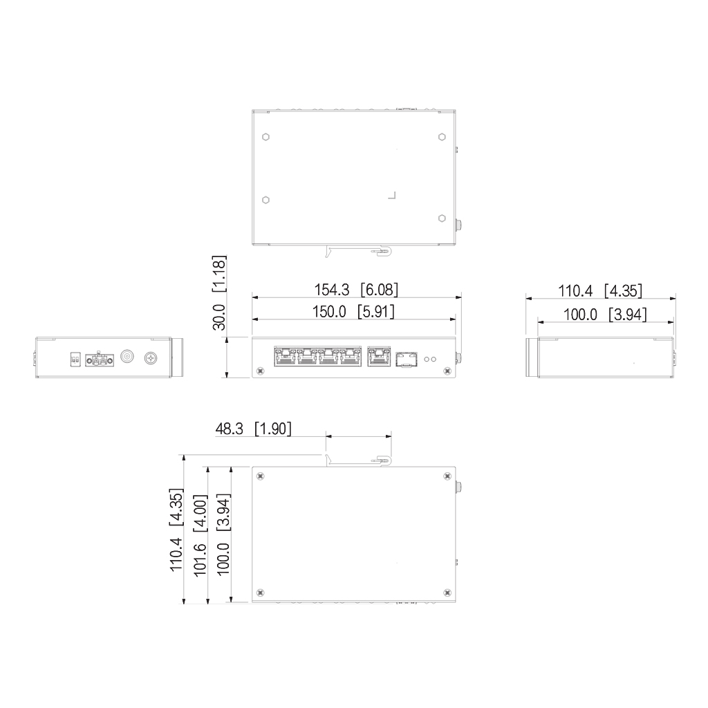 Switch PoE 2.0 4 puertos 10/100 +1RJ45 Uplink Gigabit +1SFP Gigabit 60W