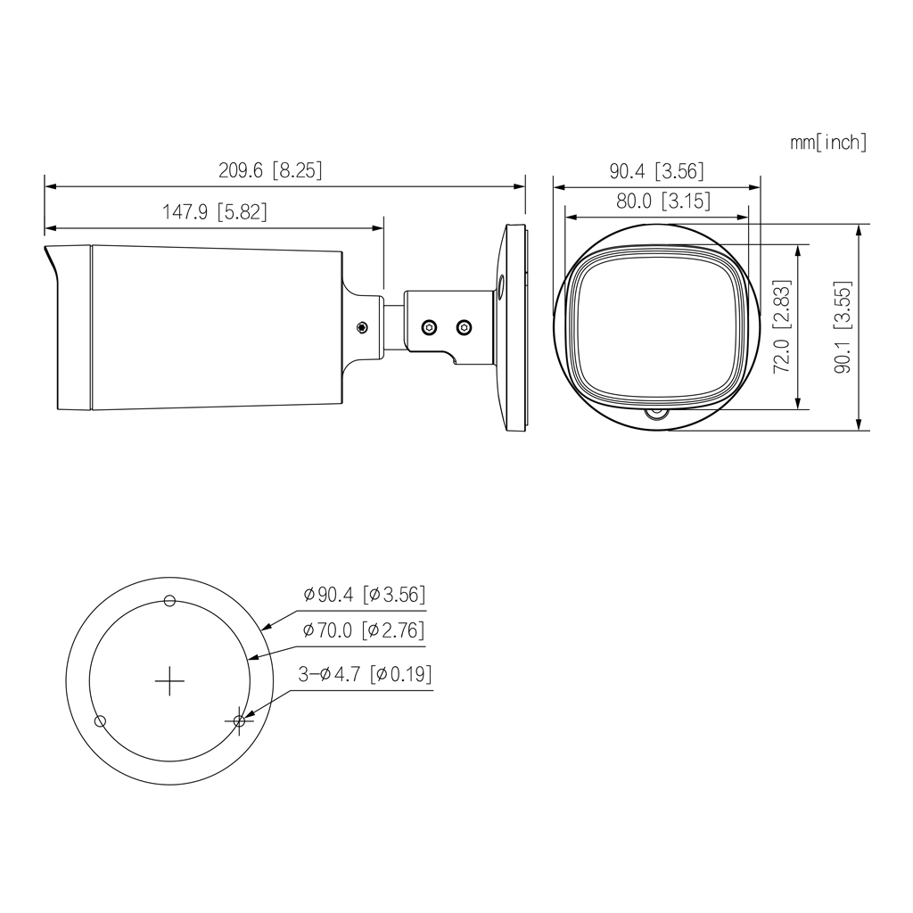 Tubular HDCVI 4EN1 2M 1080P DN WDR IR80m Starlight 2.7-12 VFM IP67 MIC