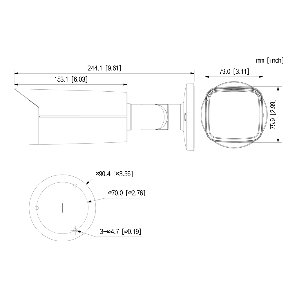 Tubular HDCVI 4EN1 2M 1080P DN ICR WDR Starlight IR80m 2.7-13.5 VFM IP67 MIC Color Negro