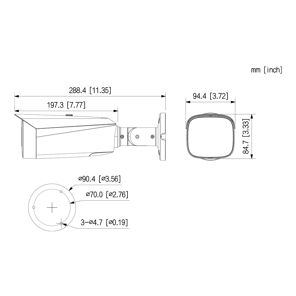 Tubular IP H265 4M DUAL-LENS FULL COLOR dWDR Starlight IR50m/2LED 2.8mm IP67 ePoE SD AUDIO MIC E/S AI