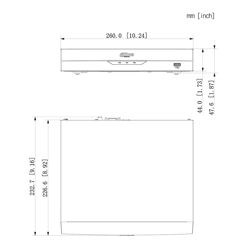 NVR 16ch 144Mbps H265 HDMI 1HDD AI