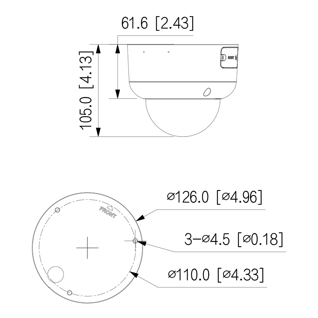 Domo IP TiOC 2.0 H265 5M WDR IVS SMD Iluminación Dual LED40m/IR50m 2.7-13.5VFM IP67 IK10 PoE MIC AUDIO E/S AI