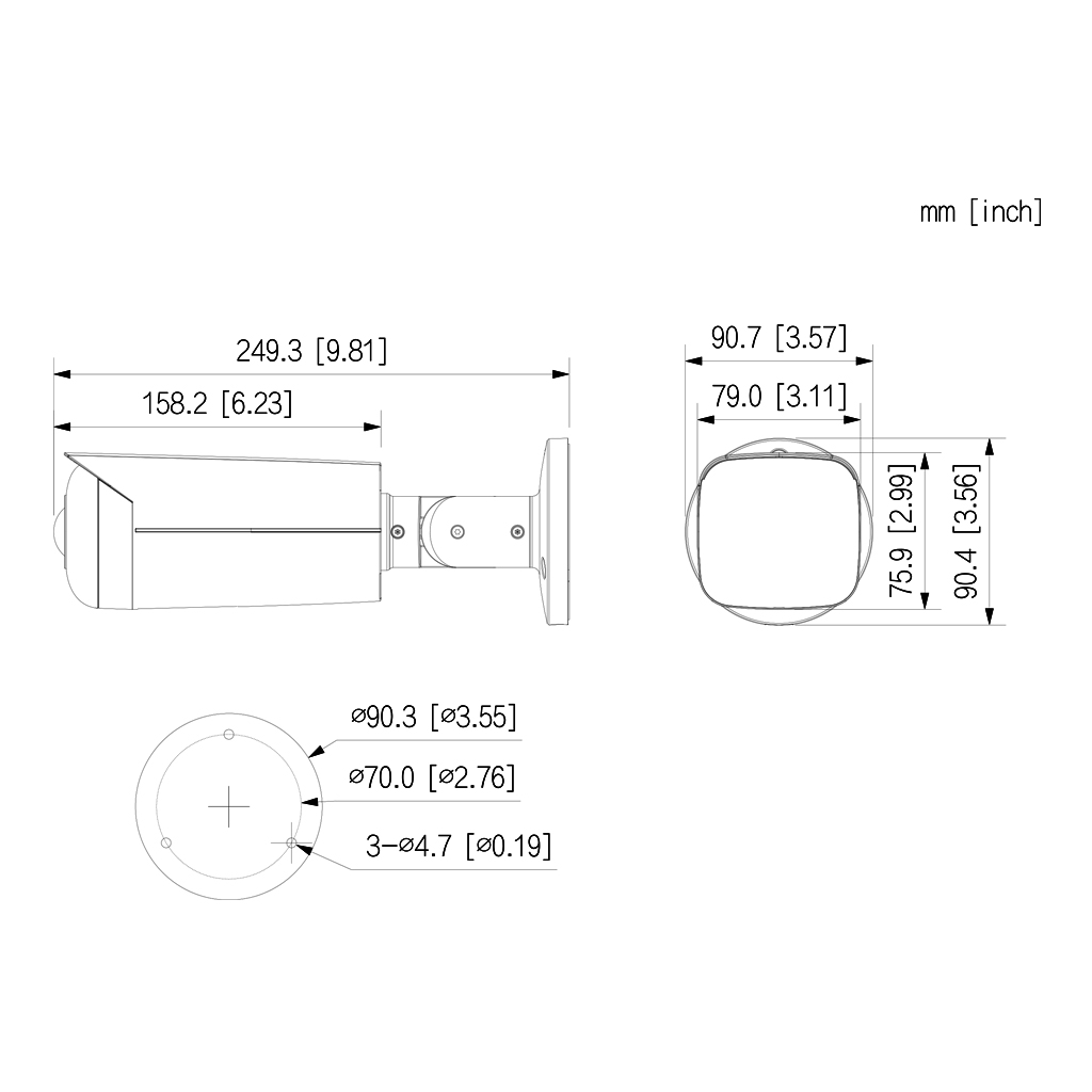 Tubular IP Gran Angular H265 4M WDR Starlight IR20m 2.1mm IP67 IK10 PoE AUDIO MIC E/S AI