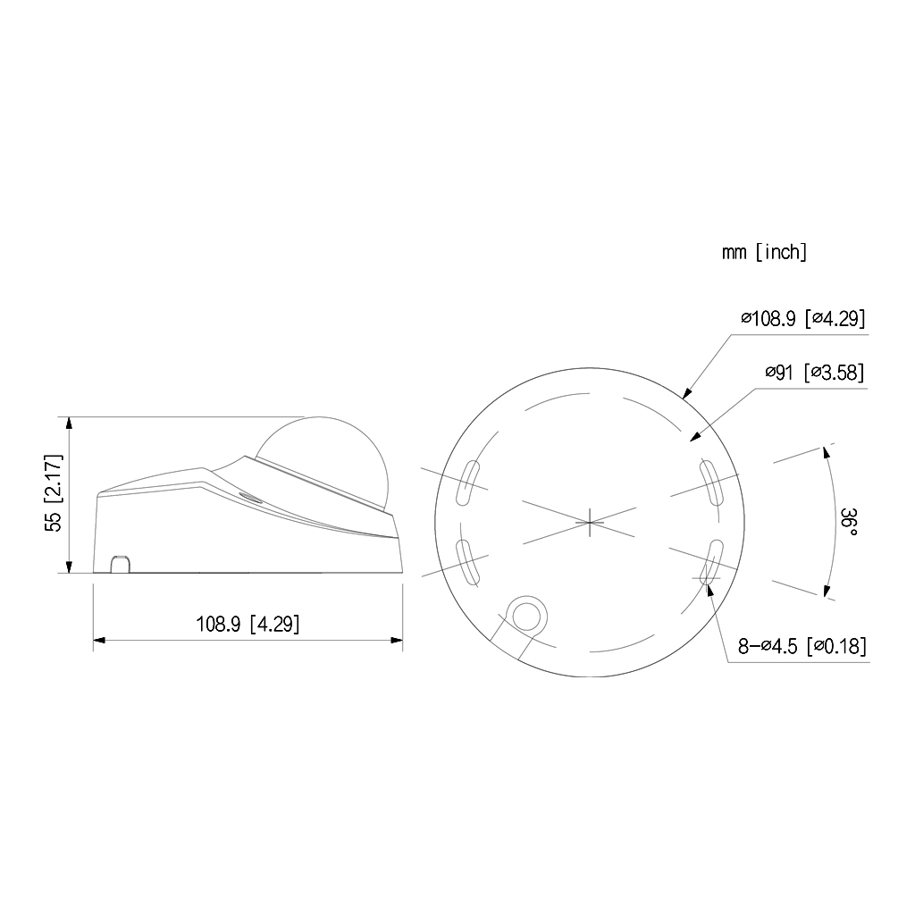 Domo IP H265 2M DN SMART WDR Starlight IVS IR30m 3.6mm IK10 IP67 PoE SD MIC AUDIO E/S