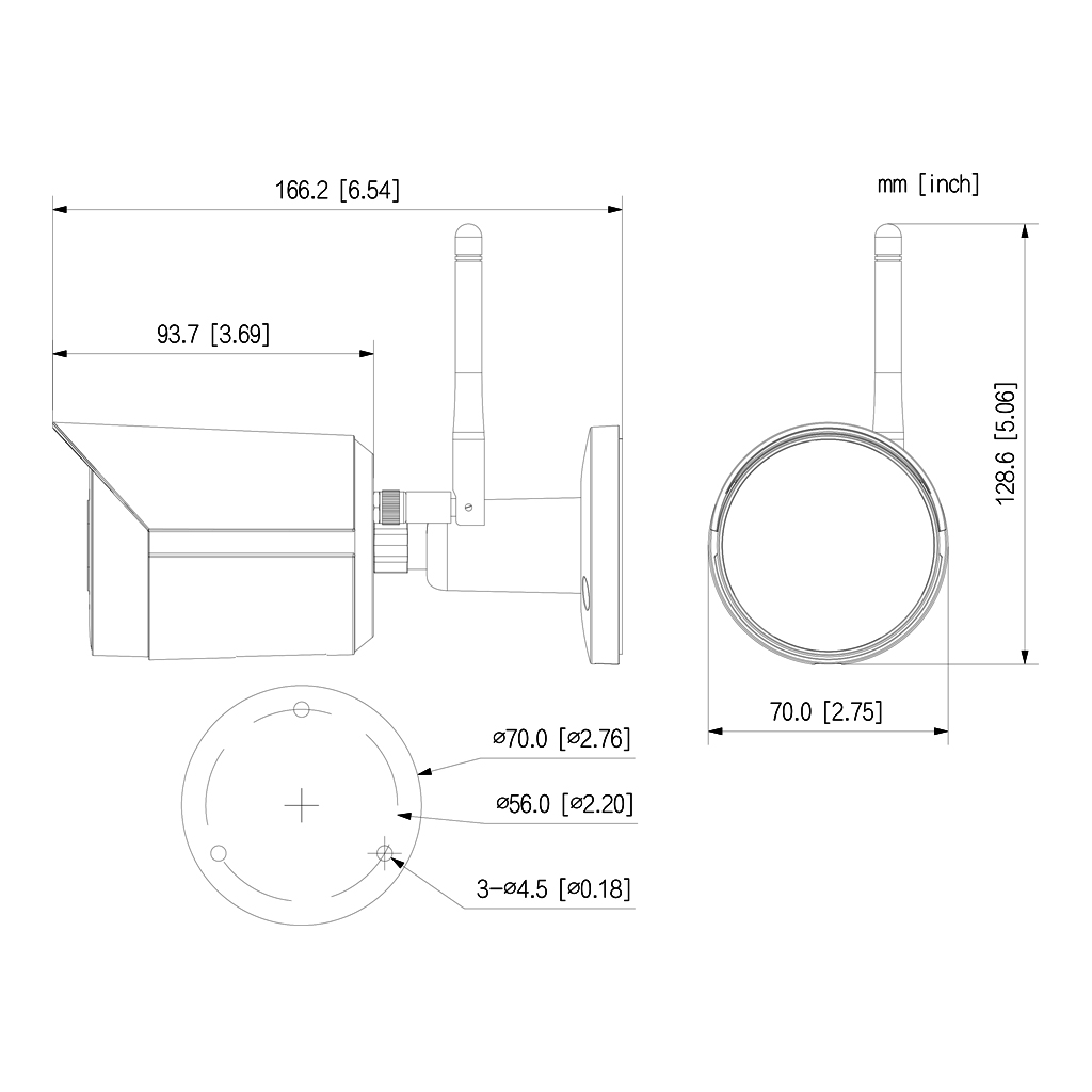 Tubular IP H265 4M DN dWDR 3DNR IR30m 2.8mm IP67 MIC WiFi