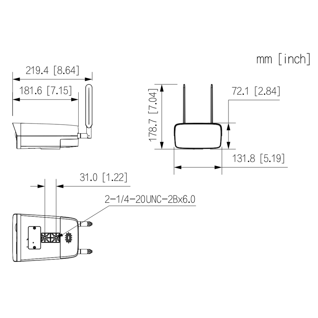 Tubular IP H265 4M WDR Starlight LED30m/IR50m 2.8mm IP67 PIR AUDIO MIC E/S 4G AI