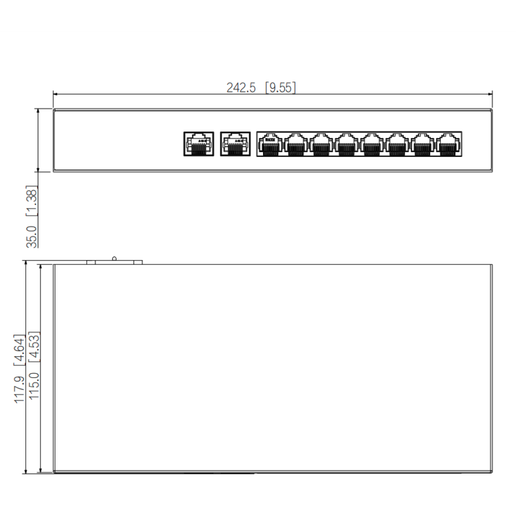 Switch PoE 8 puertos Gigabit + 2RJ45 Uplink Gigabit 65W Layer2