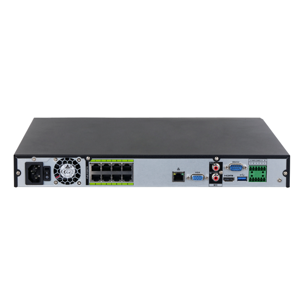 NVR 16ch 384Mbps H265 HDMI 8PoE 2HDD E/S AI