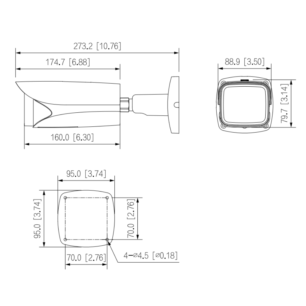 Tubular IP H265 4M DN WDR140dB Deeplight IR60m 2.7-12VFM IK10 IP67 ePoE SD AUDIO E/S AI