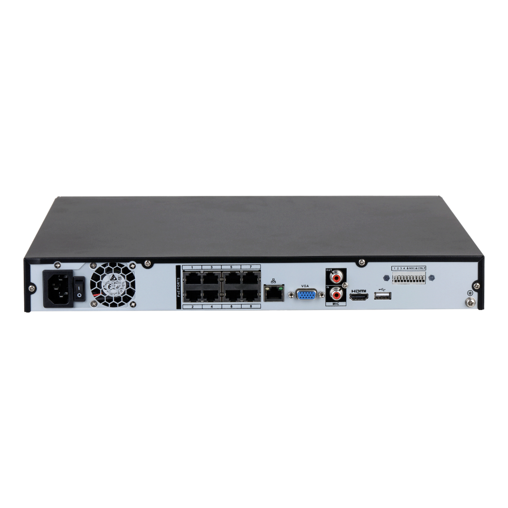 NVR 8ch 256Mbps H265 HDMI 8PoE 2HDD E/S AI