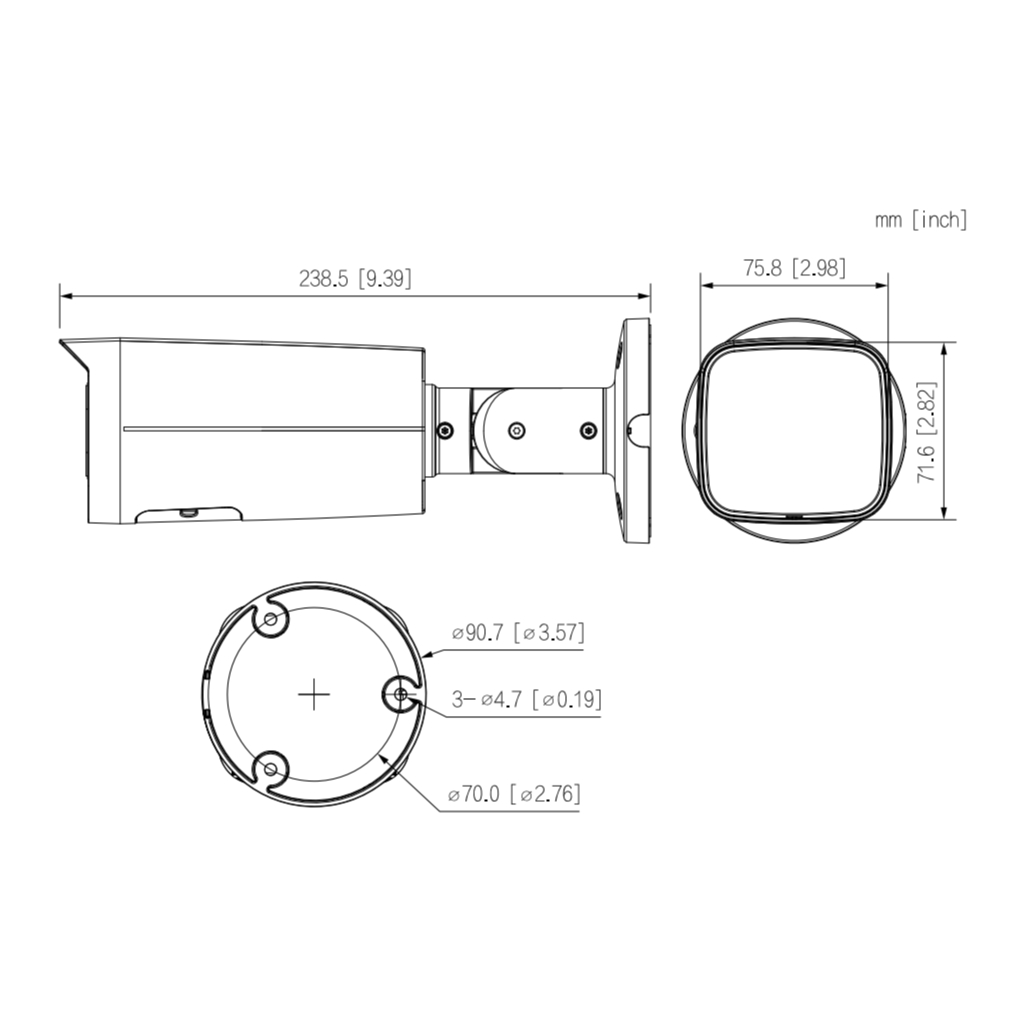 Tubular IP H265 2M WDR Starlight IR60m 2.7-13.5VFM IP67 PoE SD MIC AI