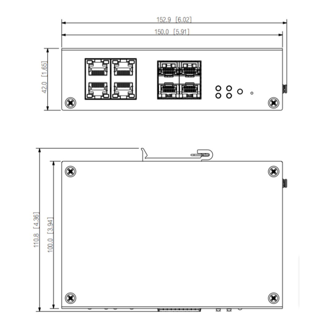 Switch Hardened PoE 4 puertos 10/100 +4SFP Gigabit 96W 802.3af/at Manejable Layer2