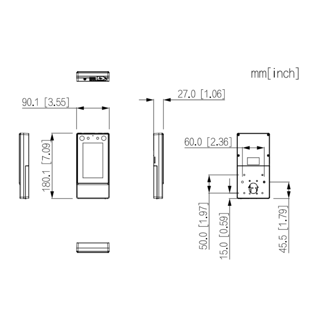 Lector Autónomo LCD 4.3" táctil de Reconocimiento Facial+PIN+Tarjeta+QR wifi 2.4GHz IP65