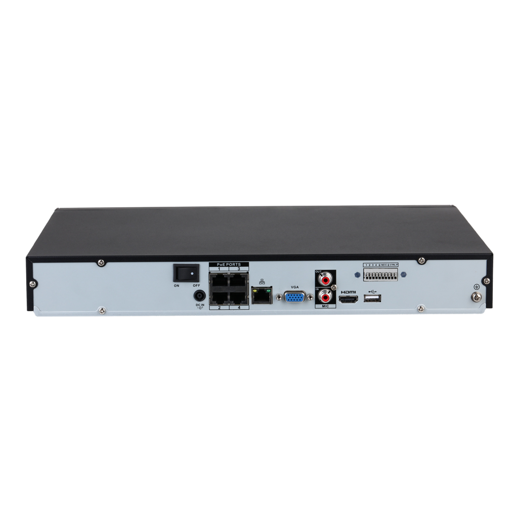 NVR 4ch 80Mbps 4K H265 HDMI 4PoE 2HDD E/S