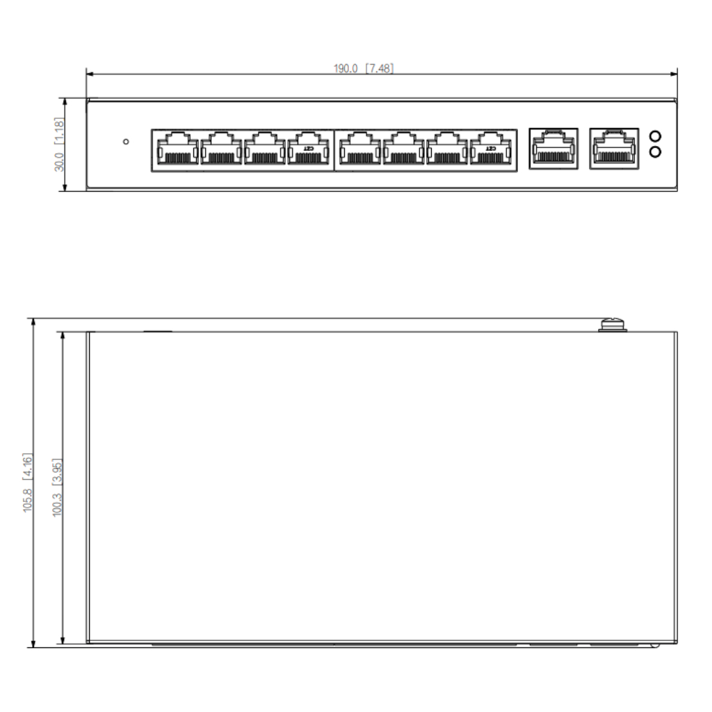 Switch PoE 8 puertos 10/100 + 2RJ45 Uplink Gigabit 110W Manejable en Cloud Layer2