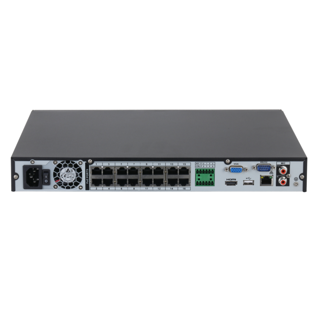 NVR 16ch 160Mbps 4K H265 HDMI 16PoE 2HDD E/S