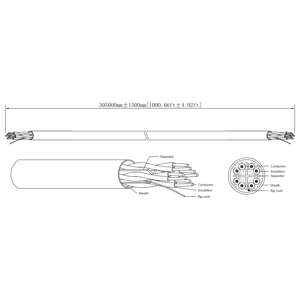 Bobina 305mts Cable UTP CAT6 0.53mm Cobre sin Oxigeno CE CPR Cca. Cubierta LSZH Violeta. Mejor Precio por 10u