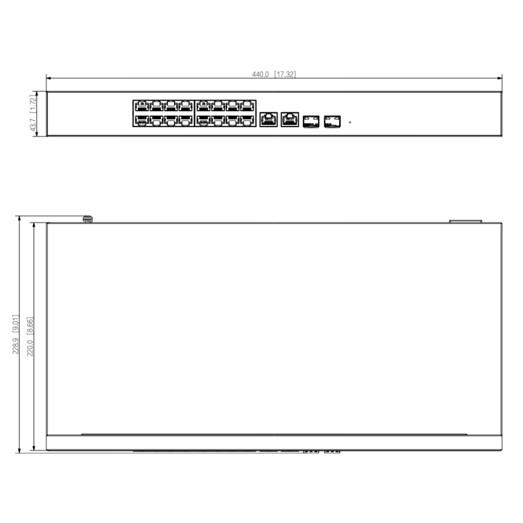 Switch PoE 16 puertos 10/100 + 2 Combo Gigabit RJ45/SFP Uplink 240W Manejable en Cloud Layer2