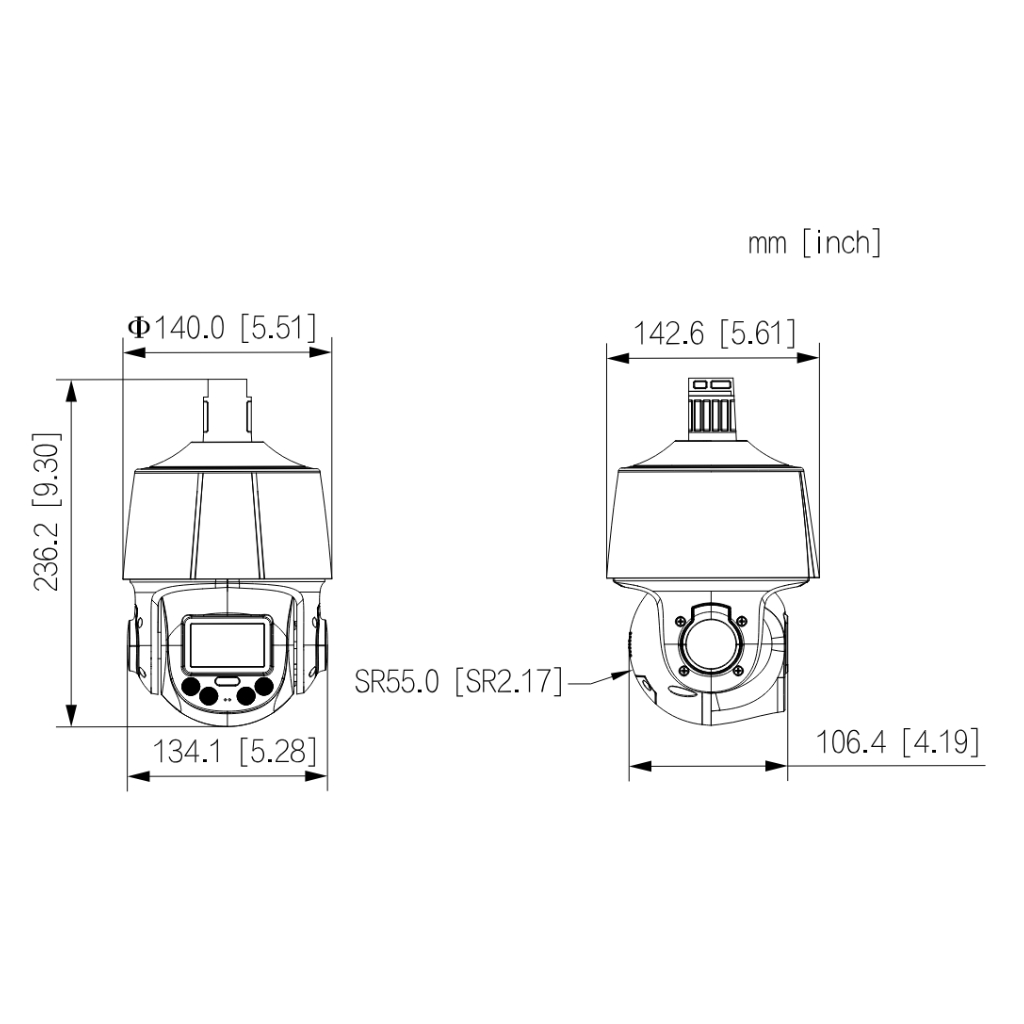 Cámara PTZ IP 2M TiOC H265 WDR Iluminación Dual LED30m/IR50m 5x IP66 PoE AUDIO MIC E/S AIpfa12