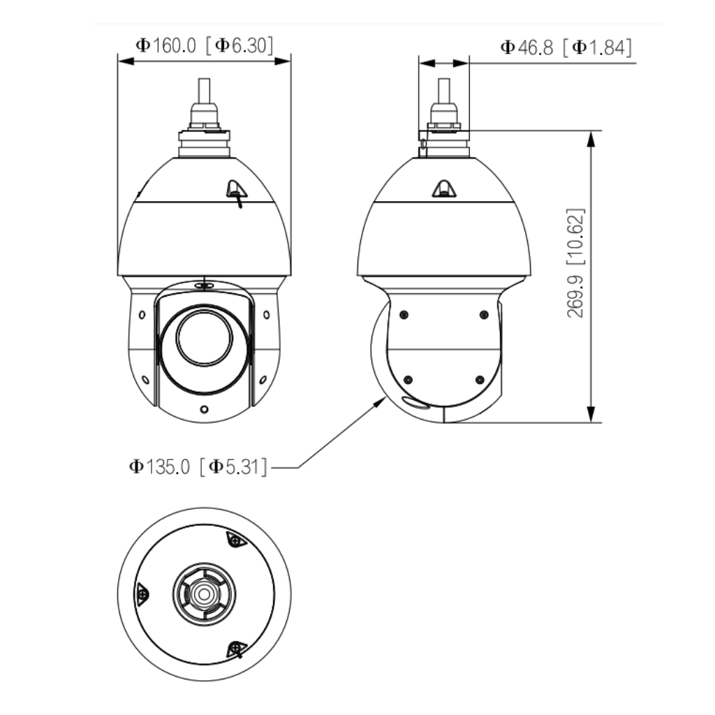 Domo PTZ HDCVI 2M 1080P DN WDR Starlight IR100m 25X 3D IP66 AUDIO E/S