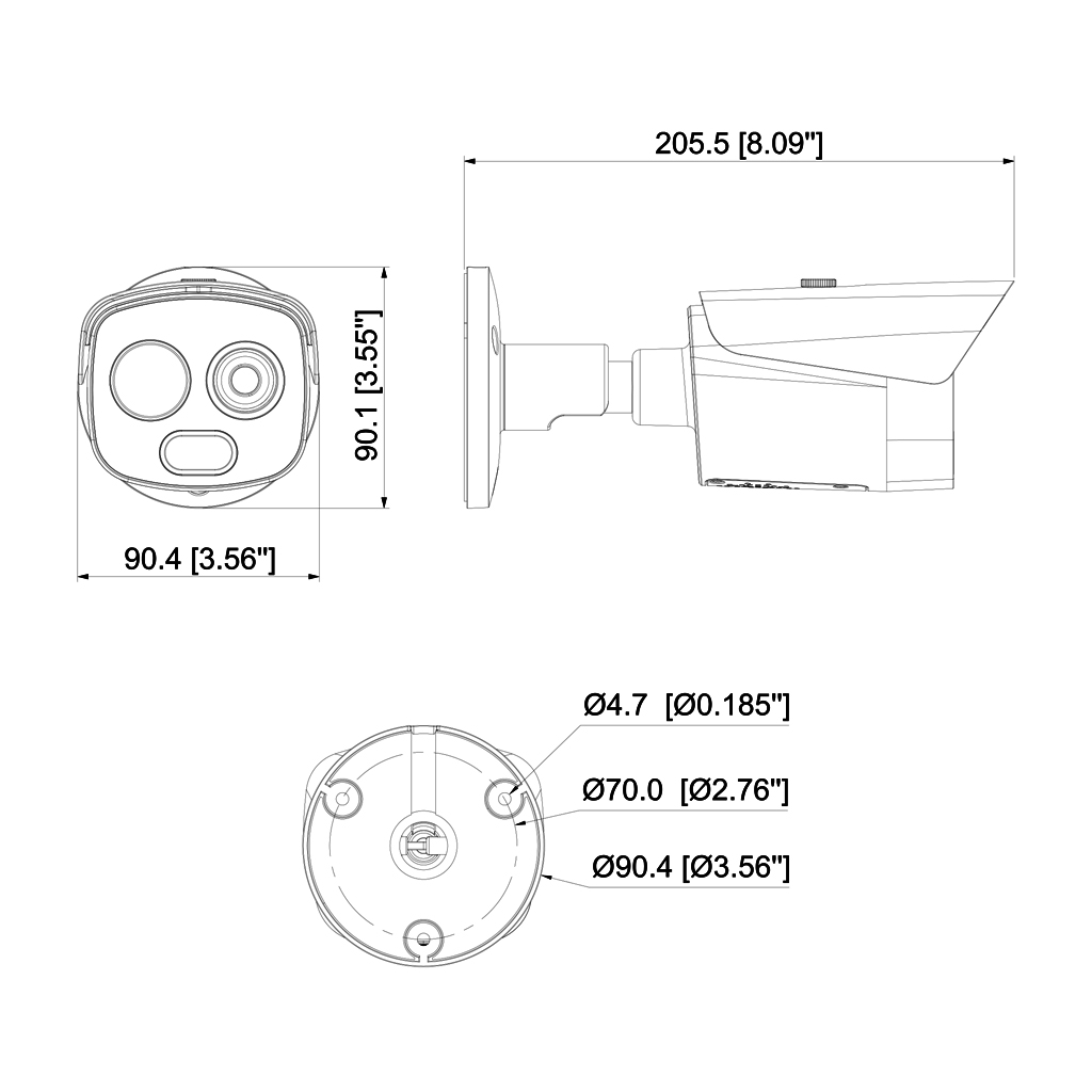 Cámara Térmica IP DUAL 256*192 3.5mm + 4M 4mm IP67 12V PoE