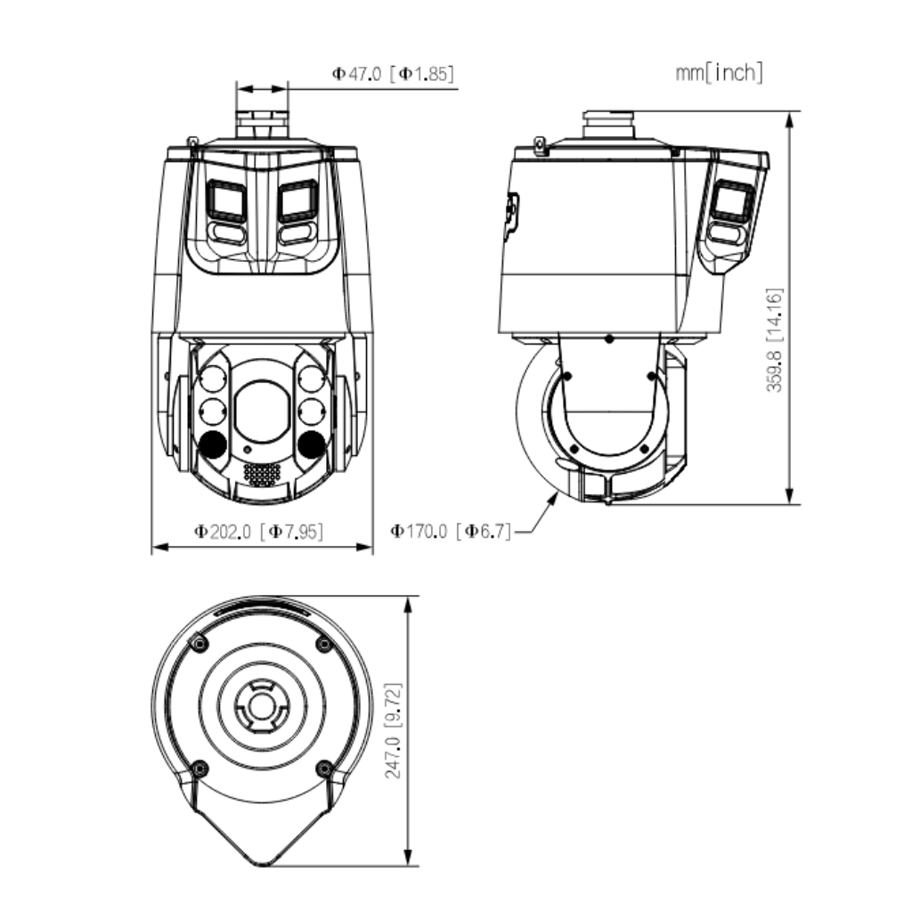 Domo Dual-PTZ IP 4M DN WDR Iluminación Dual LED30m/IR200m 25x IP66 AUDIO E/S AI