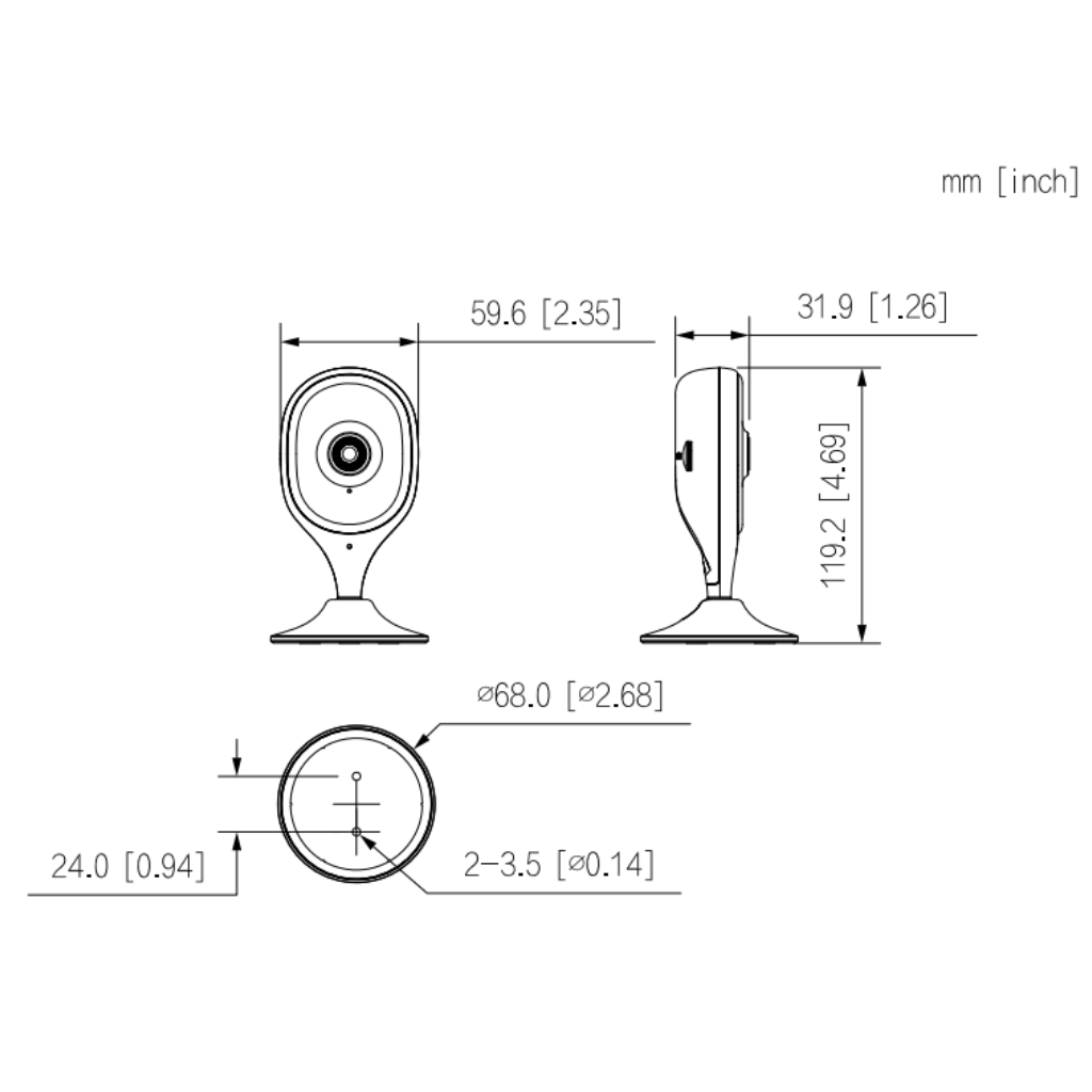 Cubo PT IP H265 5M DN IR10m 2.8mm Wifi Audio SD 5V MIC