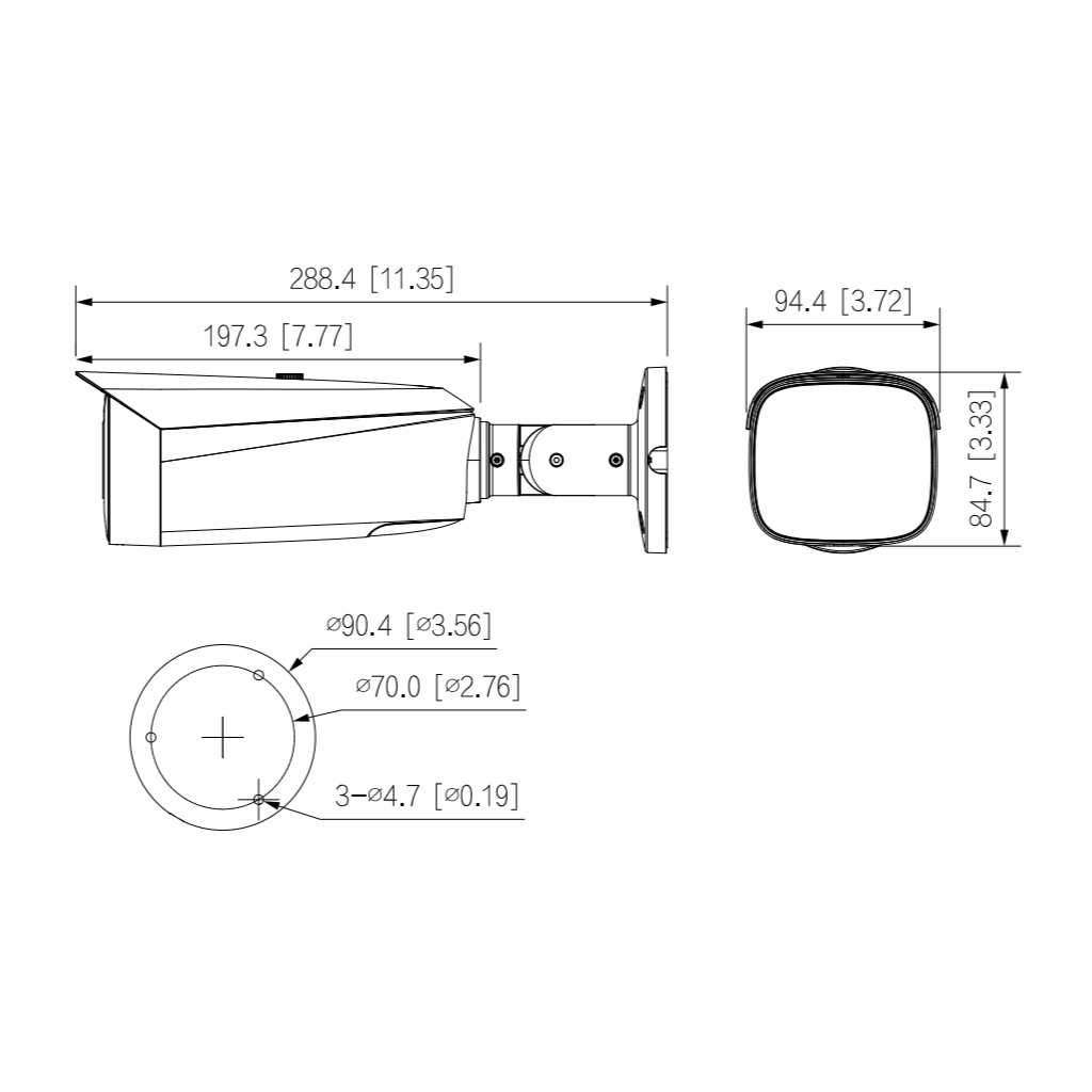 Tubular IP TiOC 3.0 H265 4M WDR Iluminación Dual LED30m/IR30m 3.6mm IP67 PoE MIC AUDIO E/S AI