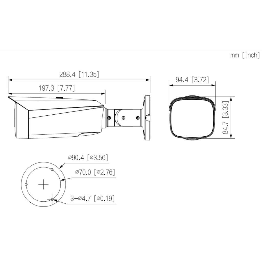 Tubular IP TiOC 3.0 H265 8M WDR Iluminación Dual LED30m/IR30m 2.8mm IP67 PoE MIC AUDIO E/S AI