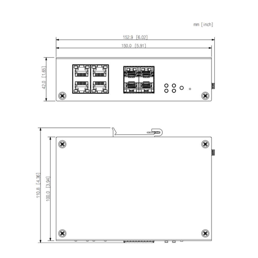 Switch Hardened PoE 4 puertos 10/100 +4SFP Gigabit 60W Manejable Layer2