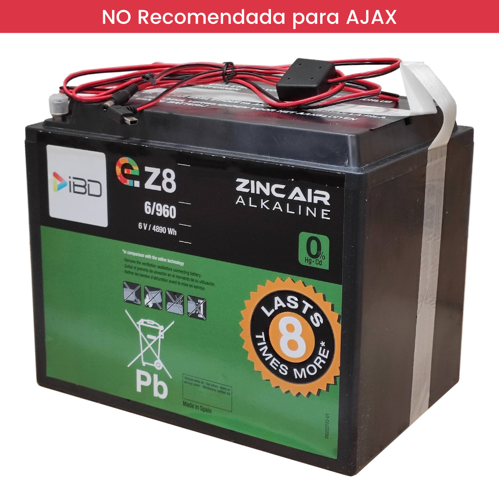 Batería de Zinc-Aire 6V-960 (6V/4890Wh) eZ8. Triple conector DC