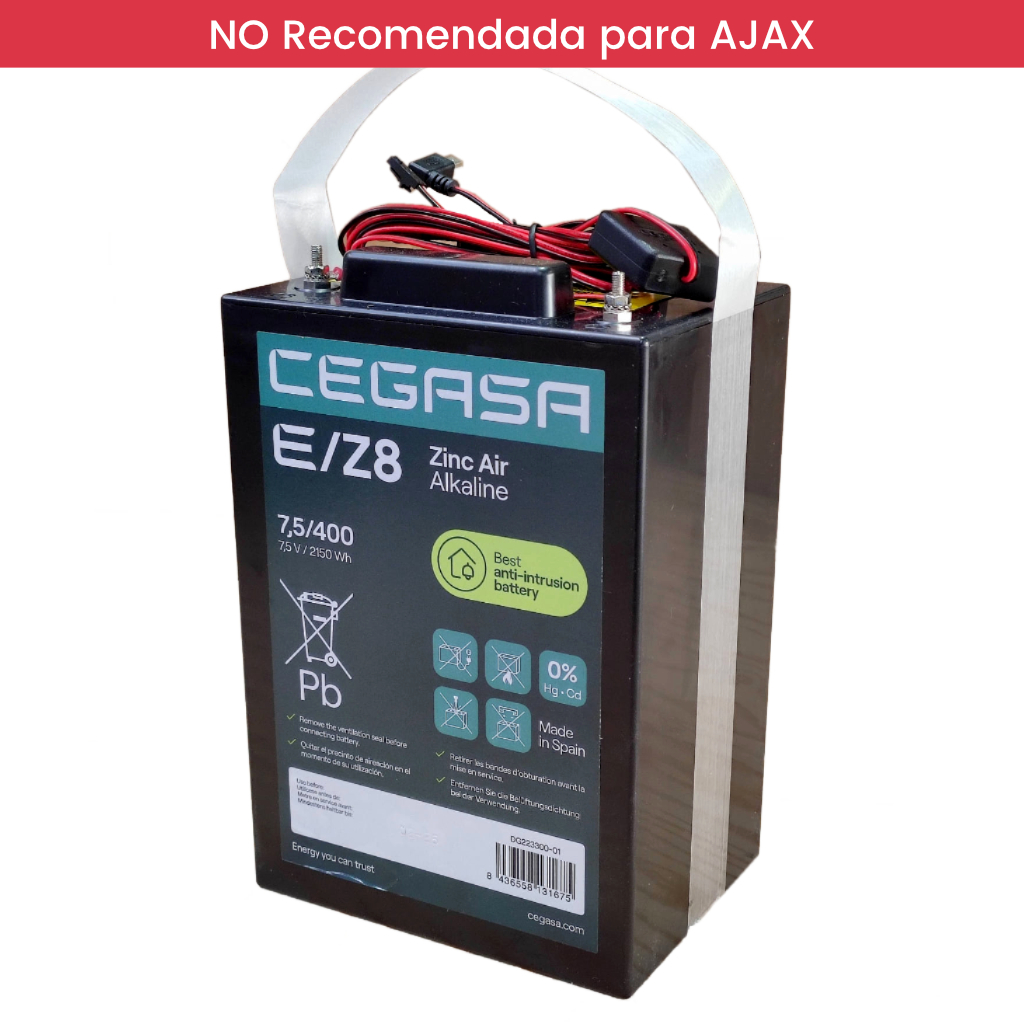 Batería de Zinc-Aire 7.5V-400 (7.5V/2150Wh) - Modelo vertical. Triple conector DC: Jack, mini USB y mólex. Hasta 6/8 Meses*