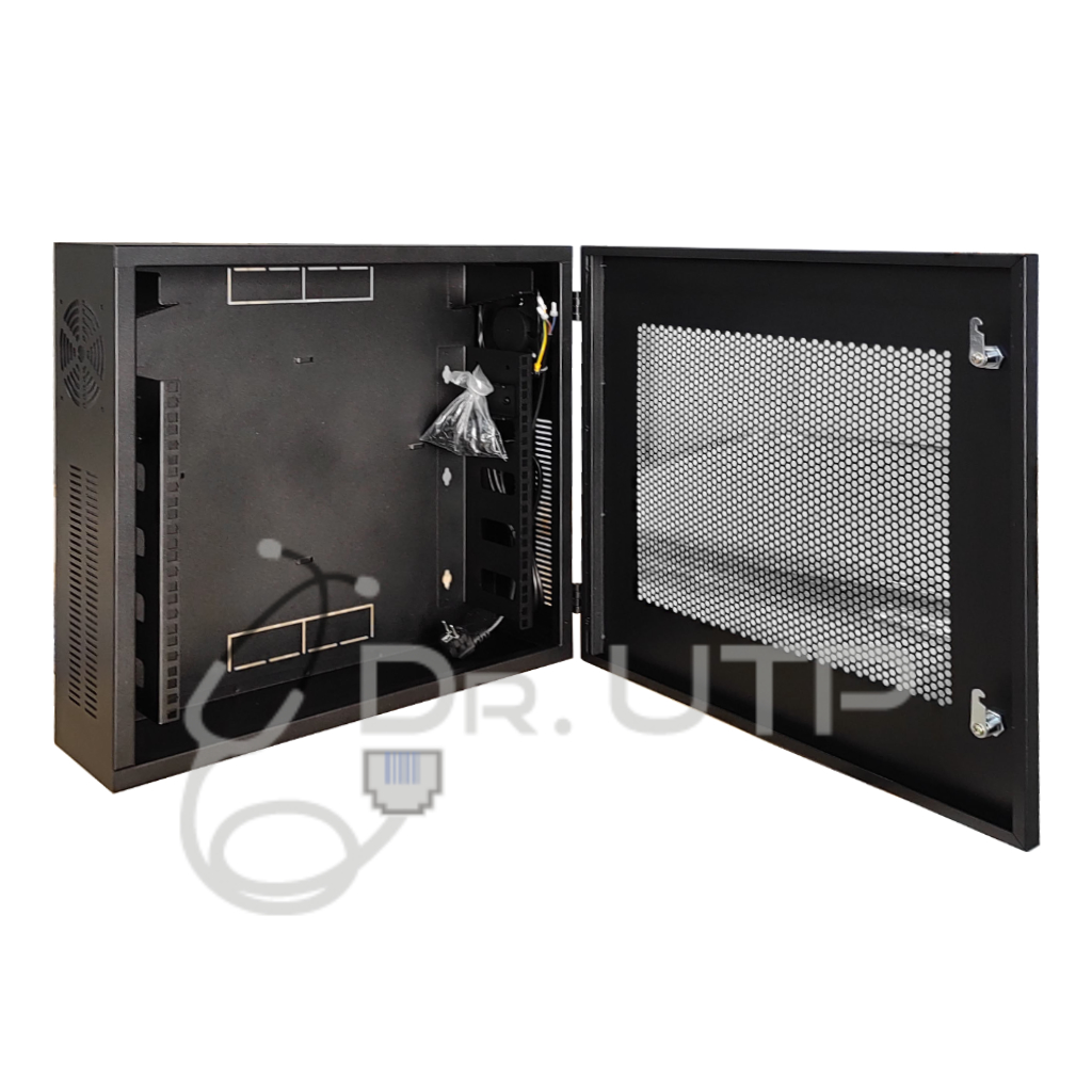 Arcón Vertical para equipos estándar rack de 19" 4U con 2 llaves, ventilador, pasacables y puerta con rejilla