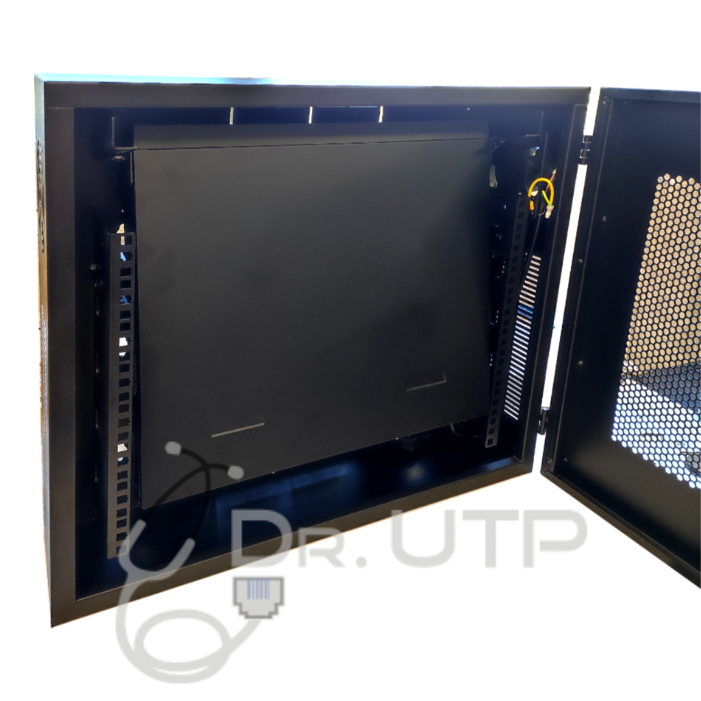 Arcón Vertical para equipos estándar rack de 19" 4U con 2 llaves, ventilador, pasacables y puerta con rejilla