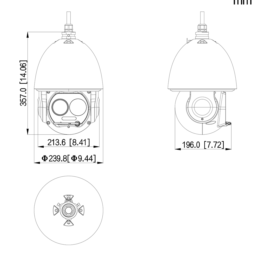 Domo PTZ Híbrido IP Termográfico 640*512 7mm + Visible  4M DN WDR IR100m 45x IP66 36Vdc PoE AUDIO E/S